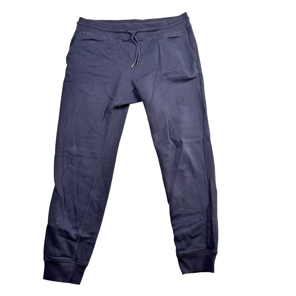 Hurley Mens Fleece Jogger Sweatpants Navy Blue Drawstring Size L 0952